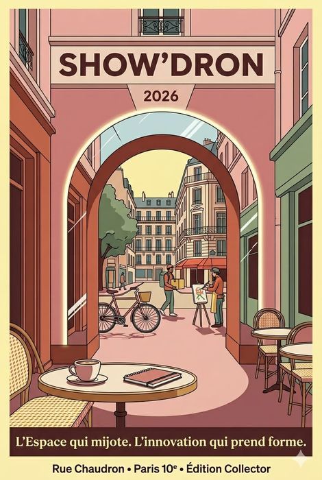 Affiche Show'dron 2026 — L'espace qui mijote, l'innovation qui prend forme